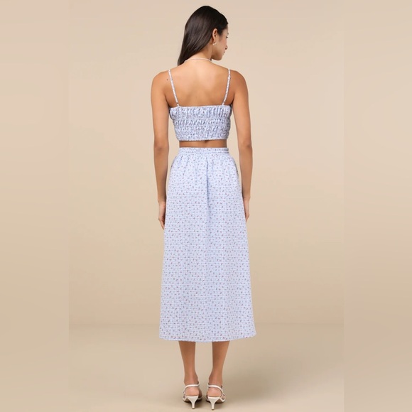 NWT Lulu’s Delightful Blue Gingham Two-Piece Midi Dress - Sz Small - Picture 4 of 12